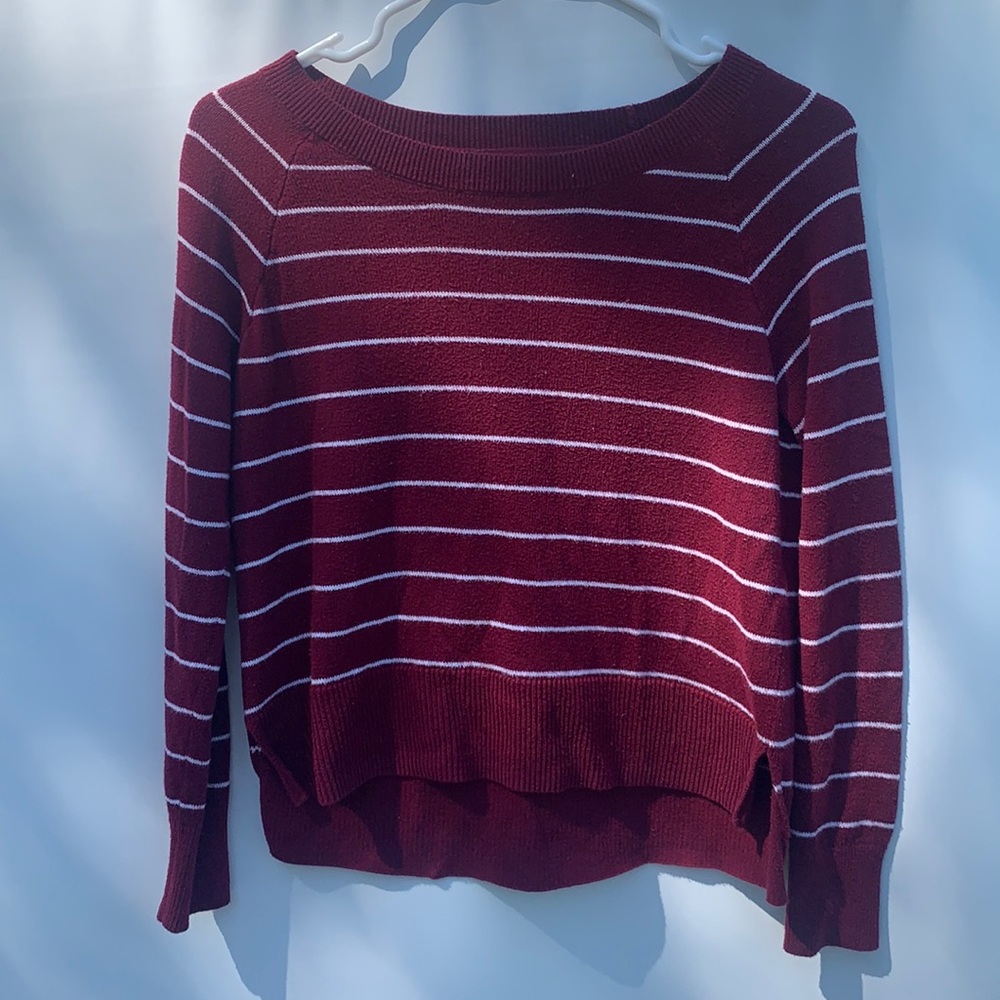 Maroon and White Stripped Sweater-Kids